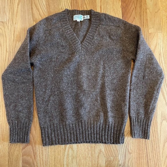 Vintage Modern Juniors 100% Pure Wool Sweater V-Neck Brown Women’s Size Large - Picture 1 of 9